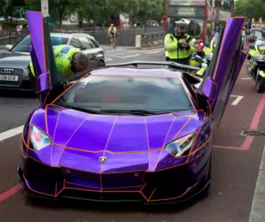 London police seized a purple Lamborghini Aventador