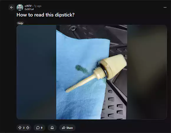 Small engine oil check dipstick